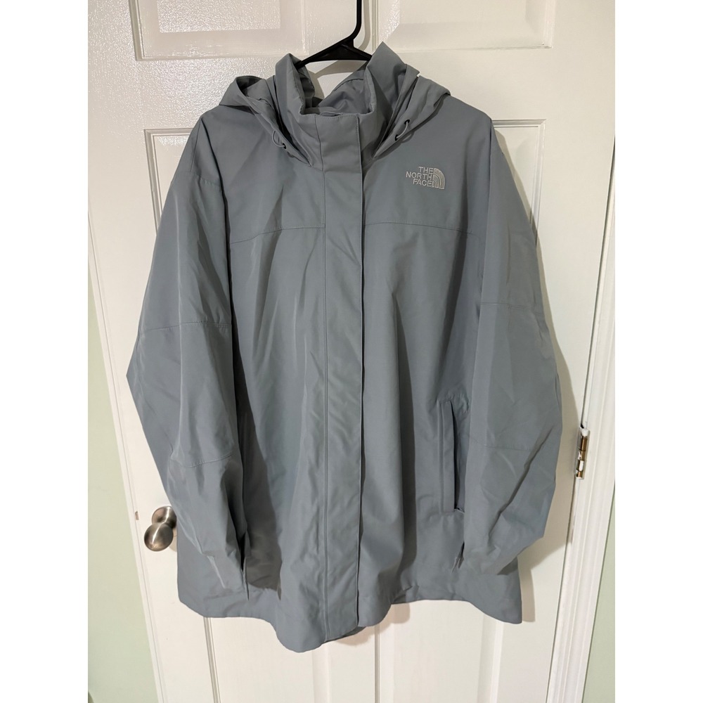 The North Face Womens Gray Hooded Parka Rain Jacket Coat 3X Plus Size NF0A5J61